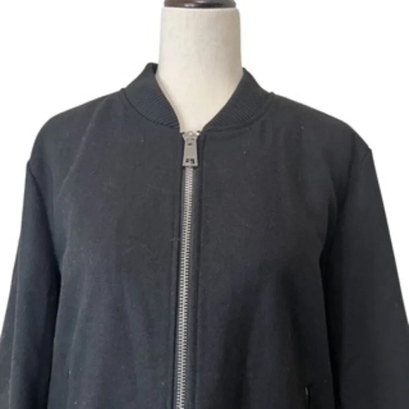 Levi’s Black Wool Blend Zip Front Varsity Bomber Jacket Women’s Size XL EUC - Picture 3 of 13